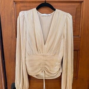 Astr Cream Pleated Blouse